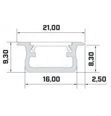 K1 LED aluminium profile 2m, anodized, silver, set with diffuser K1 LED aluminium profile 2m, anodized, silver, set with diffuser