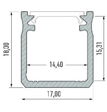 KH2 LED aluminium profile 1m, anodized, silver, set with diffuser KH2 LED aluminium profile 1m, anodized, silver, set with diffuser