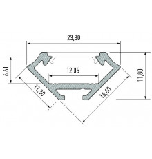 K3 corner LED aluminium profile 1m, anodized, silver, set with diffuser K3 corner LED aluminium profile 1m, anodized, silver, set with diffuser