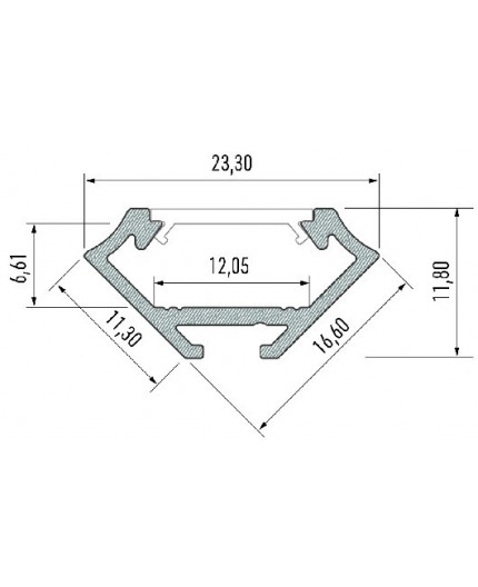 K3 corner LED aluminium profile 1m, anodized, silver, set with diffuser K3 corner LED aluminium profile 1m, anodized, silver, set with diffuser