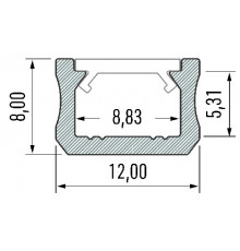 K0 mini LED plain aluminium extrusions, 1m, with diffuser K0 mini LED plain aluminium extrusions, 1m, with diffuser