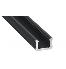 K0 mini LED aluminium profile, 1m, anodized, black, with diffuser