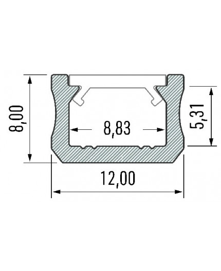K0 mini plain LED profile, 2m, raw aluminium, with diffuser K0 mini plain LED profile, 2m, raw aluminium, with diffuser