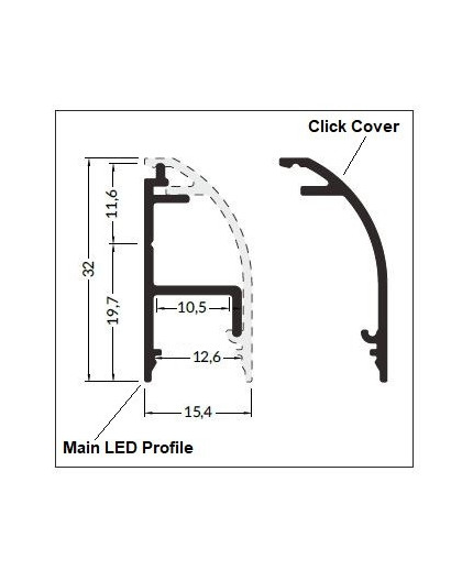 2m white painted WAY1 LED aluminium profile for passageways, opal cover 2m white painted WAY1 LED aluminium profile for passageways, opal cover
