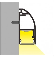 2m white painted WAY1 LED aluminium profile for passageways, opal cover