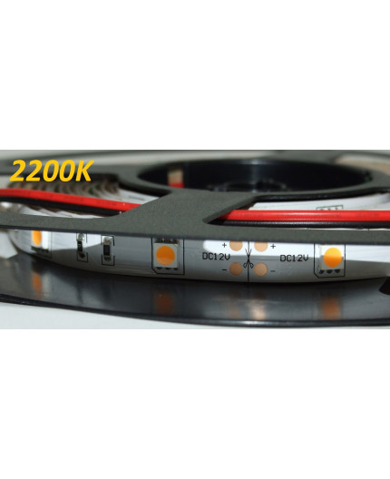 24VDC LED tape, warm white 2200K, 7.2W/m 30LED/m IP20 5m (36W) SMD5050 24VDC LED tape, warm white 2200K, 7.2W/m 30LED/m IP20 5m (36W) SMD5050