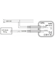 15W 12Vdc LED driver for wall box dia. 60mm, ZNP-15-12 15W 12Vdc LED driver for wall box dia. 60mm, ZNP-15-12