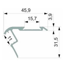1m LED profile step light extrusion Bus1, anodized aluminium, silver 1m LED profile step light extrusion Bus1, anodized aluminium, silver