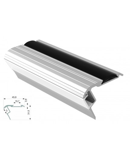 1m LED profile step light extrusion Bus1, anodized aluminium, silver 1m LED profile step light extrusion Bus1, anodized aluminium, silver