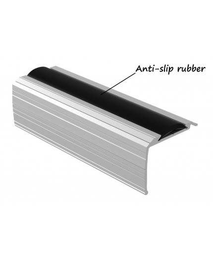 1m profile step extrusion Bus2 anodized aluminium silver rubber insert 1m profile step extrusion Bus2 anodized aluminium silver rubber insert