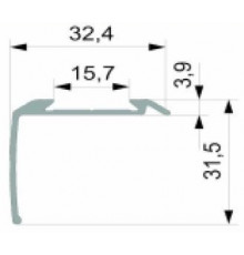 1m profile step extrusion Bus2 anodized aluminium silver rubber insert 1m profile step extrusion Bus2 anodized aluminium silver rubber insert