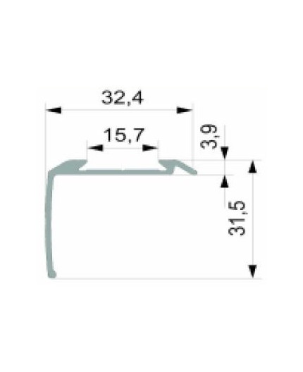 1m profile step extrusion Bus2 anodized aluminium silver rubber insert 1m profile step extrusion Bus2 anodized aluminium silver rubber insert