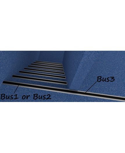 2m profile floor extrusion Bus3 anodized aluminium silver rubber insert 2m profile floor extrusion Bus3 anodized aluminium silver rubber insert