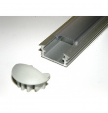P1 recessed LED profile, 2m, raw aluminium, with diffuser