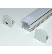 PH2 LED profile 1m / 1000mm surface high extrusion, raw aluminium, with opal diffuser