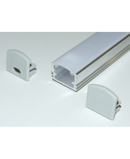 PH2 LED profile 1m / 1000mm surface high extrusion, raw aluminium, with opal diffuser PH2 LED profile 1m / 1000mm surface high extrusion, raw aluminium, with opal diffuser