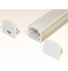 PH2 LED profile 1.5m / 1500mm surface high extrusion, anodized aluminium, silver, plus opal diffuser