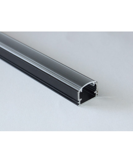 PH2 LED profile 2m / 2000mm surface high extrusion, anodized aluminium, black, with transparent diffuser PH2 LED profile 2m / 2000mm surface high extrusion, anodized aluminium, black, with transparent diffuser