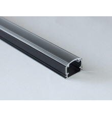 PH2 LED profile 2.5m / 2500mm surface high extrusion, anodized aluminium, black, with transparent diffuser