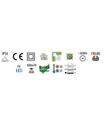 5W 4000K 570lm OVAL 60 12V/24V LED Bulkhead Light Lamp IP54 steel cage, glass cover 5W 4000K 570lm OVAL 60 12V/24V LED Bulkhead Light Lamp IP54 steel cage, glass cover