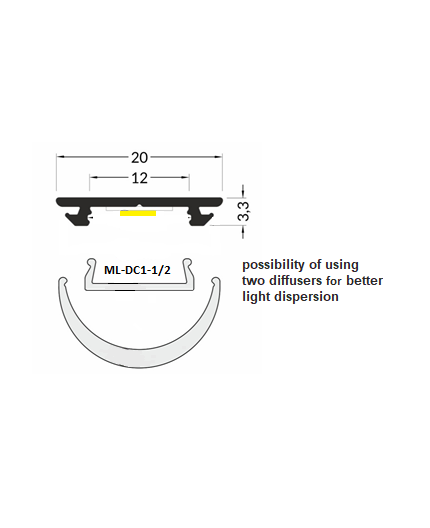 2m flexible LED ARCH1 aluminium profile for arches, with opal cover 2m flexible LED ARCH1 aluminium profile for arches, with opal cover