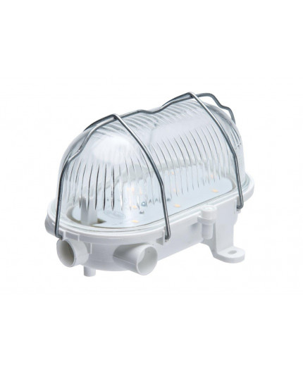 5W 4000K 580lm OVAL 60 LED Bulkhead Light Lamp IP54 removable steel cage, glass cover