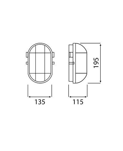 6W 4000K 690lm OVAL 100 LED Bulkhead Light Lamp IP44 steel cage, glass cover 6W 4000K 690lm OVAL 100 LED Bulkhead Light Lamp IP44 steel cage, glass cover