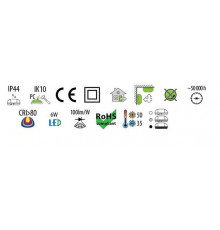 6W 4000K 690lm OVAL 100 OB LED Bulkhead Light Lamp IP44, IK10, polycarbonate cover 6W 4000K 690lm OVAL 100 OB LED Bulkhead Light Lamp IP44, IK10, polycarbonate cover
