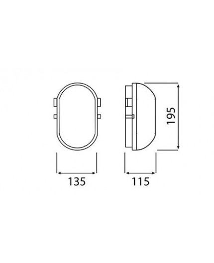 6W 4000K 690lm OVAL 100 OB LED Bulkhead Light Lamp IP44, IK10, polycarbonate cover 6W 4000K 690lm OVAL 100 OB LED Bulkhead Light Lamp IP44, IK10, polycarbonate cover