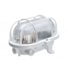 OVAL 60, ES / E27, Bulkhead Light Lamp, IP54, plastic cage, glass cover