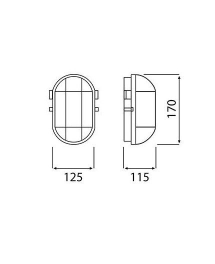 OVAL 60, ES / E27, Bulkhead Light Lamp, IP54, plastic cage, glass cover OVAL 60, ES / E27, Bulkhead Light Lamp, IP54, plastic cage, glass cover