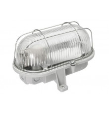 OVAL 100, ES / E27, Bulkhead Light Lamp, IP44, steel cage, glass cover