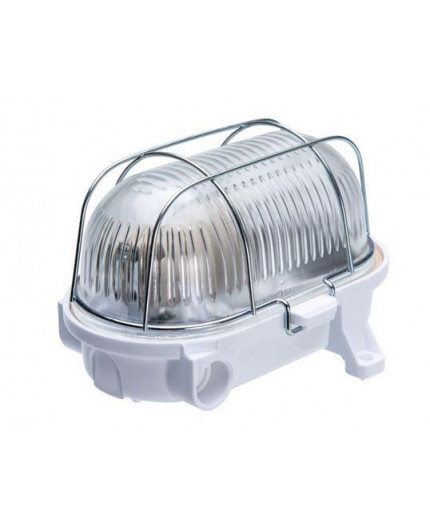 steel cage Bulkhead Light Lamp white bakelite IP54 glass OVAL 100 ES / E27
