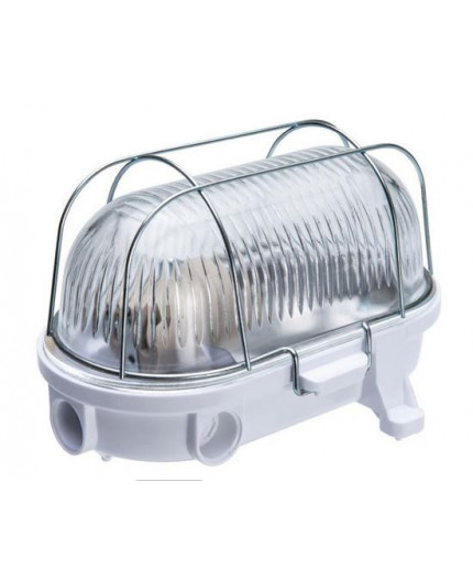 OVAL 100, ES / E27, Bulkhead Light Lamp, IP54, white bakelite, steel cage, glass cover OVAL 100, ES / E27, Bulkhead Light Lamp, IP54, white bakelite, steel cage, glass cover