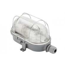 OVAL100, ES / E27, Bulkhead Light Lamp, IP54, cast iron, steel cage, glass cover, max. bulb power 100W