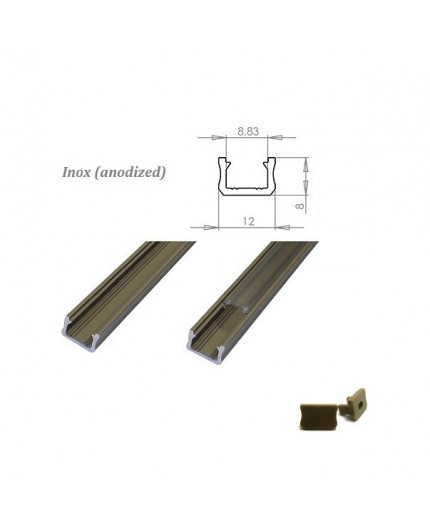 MINI aluminium extrusions  for LED lighting - inox anodized MINI aluminium extrusions  for LED lighting - inox anodized