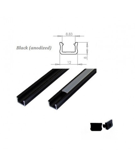 MINI aluminium extrusions for LED lighting - black anodized MINI aluminium extrusions for LED lighting - black anodized