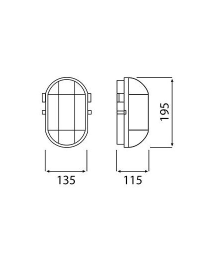 OVAL100, ES / E27, Bulkhead Light Lamp, IP54, cast iron, steel cage, glass cover, max. bulb power 100W OVAL100, ES / E27, Bulkhead Light Lamp, IP54, cast iron, steel cage, glass cover, max. bulb power 100W