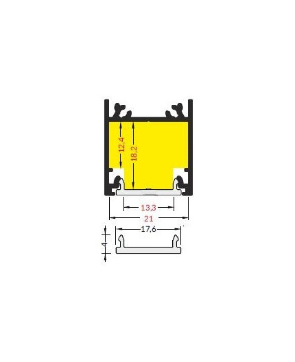 2m TL2 LED profile (anodized, black), 23mm x 25mm, set with cover 2m TL2 LED profile (anodized, black), 23mm x 25mm, set with cover