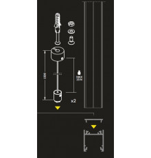 2m pendant linear lamp TL2 LED profile (anodized, silver), 23mm x 25mm, set with opal cover 2m pendant linear lamp TL2 LED profile (anodized, silver), 23mm x 25mm, set with opal cover