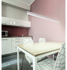 2m pendant linear lamp TL2 LED profile (anodized, silver), 23mm x 25mm, set with opal cover