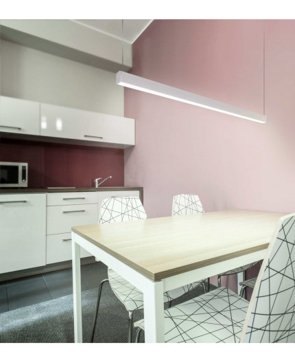 1m pendant linear lamp TL2 LED profile (anodized, silver), 23mm x 25mm, set with opal cover 1m pendant linear lamp TL2 LED profile (anodized, silver), 23mm x 25mm, set with opal cover