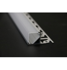 2m Corner Plaster-in LED profile 3DC for drywall, set with opal cover 2m Corner Plaster-in LED profile 3DC for drywall, set with opal cover