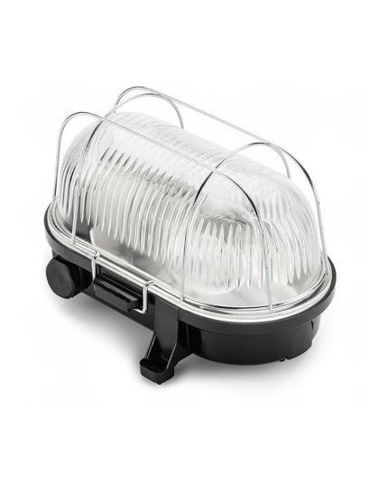 OVAL 100, ES / E27, Bulkhead Light Lamp, IP54, black bakelite, steel cage, glass cover OVAL 100, ES / E27, Bulkhead Light Lamp, IP54, black bakelite, steel cage, glass cover