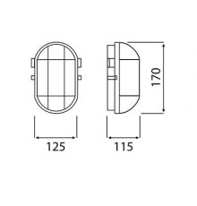 OVAL 60, ES / E27, Bulkhead Light Lamp, IP54, black Bakelite, steel cage, glass cover OVAL 60, ES / E27, Bulkhead Light Lamp, IP54, black Bakelite, steel cage, glass cover