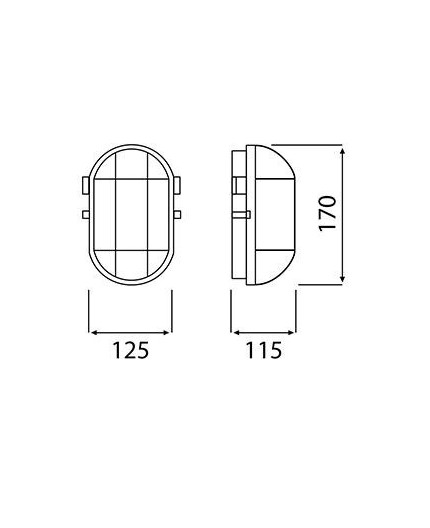OVAL 60, ES / E27, Bulkhead Light Lamp, IP54, black Bakelite, steel cage, glass cover OVAL 60, ES / E27, Bulkhead Light Lamp, IP54, black Bakelite, steel cage, glass cover