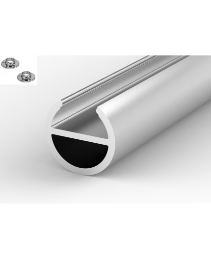 1m/1000mm W2 Round Wardrobe Clothes Hanging Rail, Aluminium, Chrome Look, set with milky cover and two end holders 1m/1000mm W2 Round Wardrobe Clothes Hanging Rail, Aluminium, Chrome Look, set with milky cover and two end holders