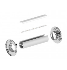 2m W2, Chrome Look, Round Wardrobe Clothes Hanging Rail, LED profile, set with cover and two end holders 2m W2, Chrome Look, Round Wardrobe Clothes Hanging Rail, LED profile, set with cover and two end holders