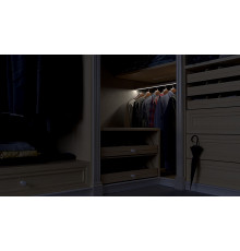 2m W2, Chrome Look, Round Wardrobe Clothes Hanging Rail, LED profile, set with cover and two end holders 2m W2, Chrome Look, Round Wardrobe Clothes Hanging Rail, LED profile, set with cover and two end holders