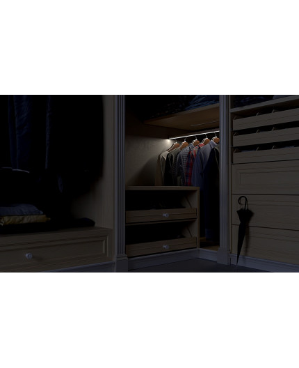 2m W2, Chrome Look, Round Wardrobe Clothes Hanging Rail, LED profile, set with cover and two end holders 2m W2, Chrome Look, Round Wardrobe Clothes Hanging Rail, LED profile, set with cover and two end holders